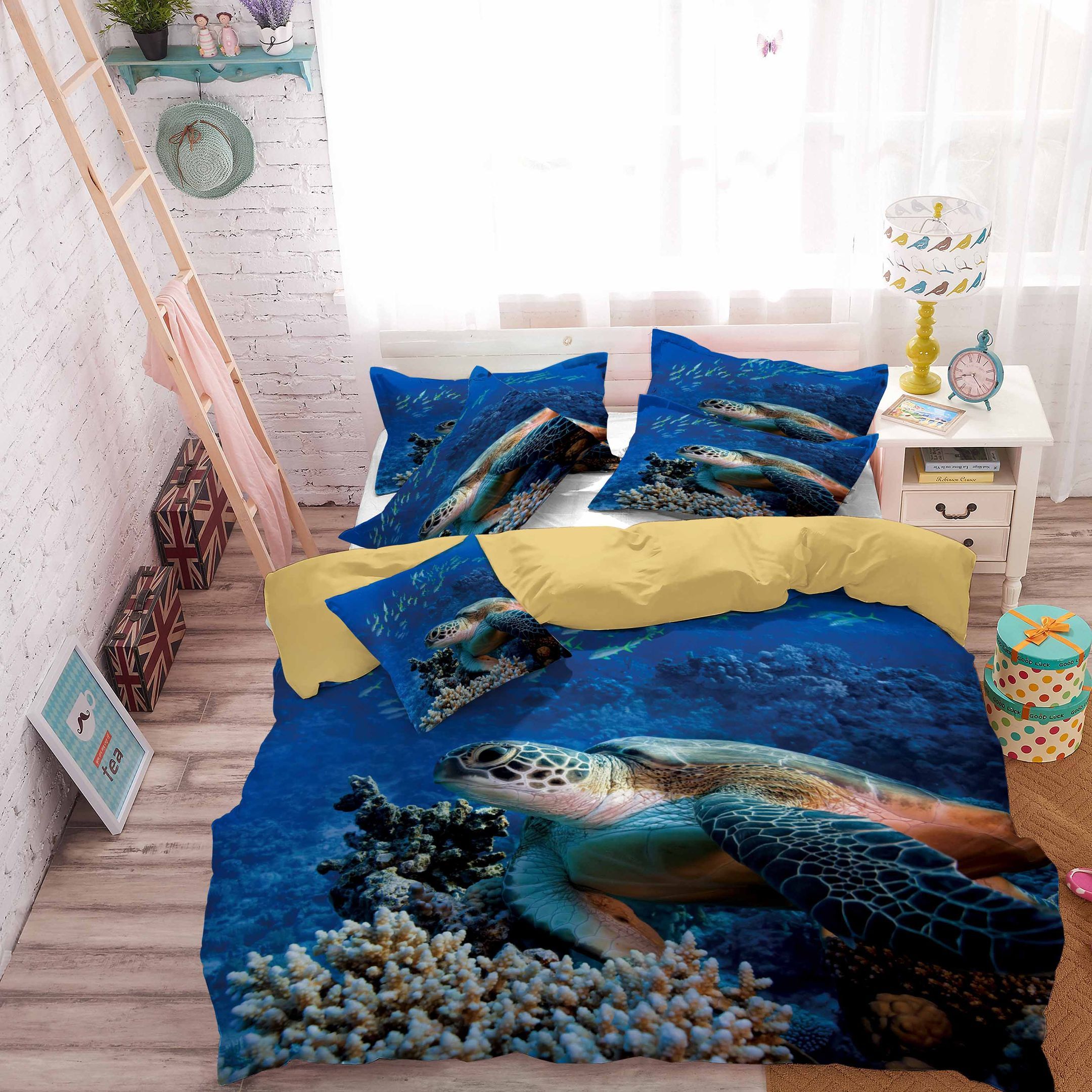 Sea Turtle Under Ocean Printed Bedding Set Bedroom Decor sea turtle under ocean printed bedding set bedroom decor 7529