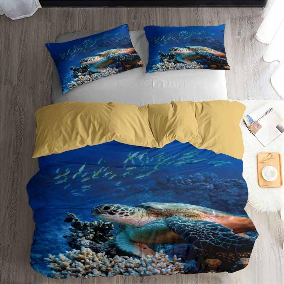 Sea Turtle Under Ocean Printed Bedding Set Bedroom Decor sea turtle under ocean printed bedding set bedroom decor 8932