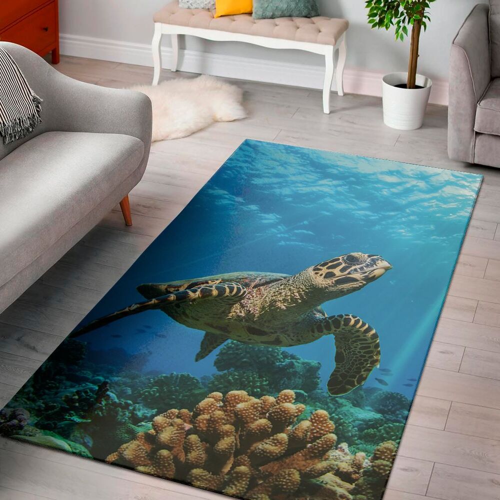 Sea Turtle Underwater Print Area Rug Floor Decor sea turtle underwater print area rug floor decor 1169
