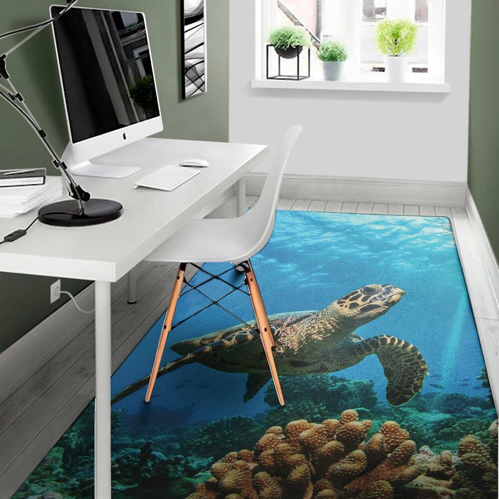 Sea Turtle Underwater Print Area Rug Floor Decor sea turtle underwater print area rug floor decor 4013