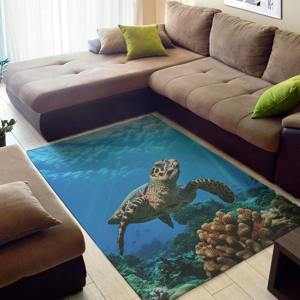 Sea Turtle Underwater Print Area Rug Floor Decor sea turtle underwater print area rug floor decor 6728