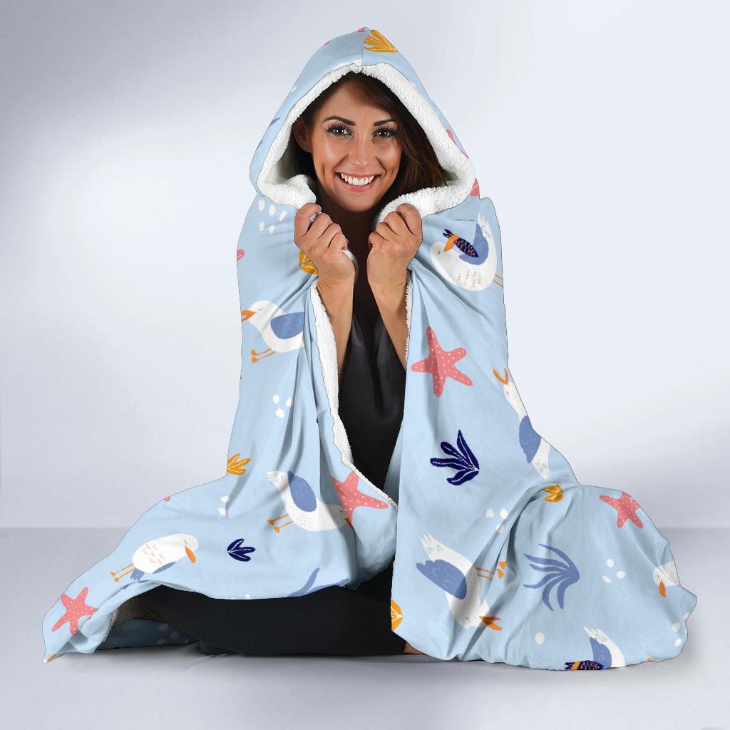 Seagull Print Pattern Hooded Blanket Cloak Blanket seagull print pattern hooded blanket cloak blanket 7180