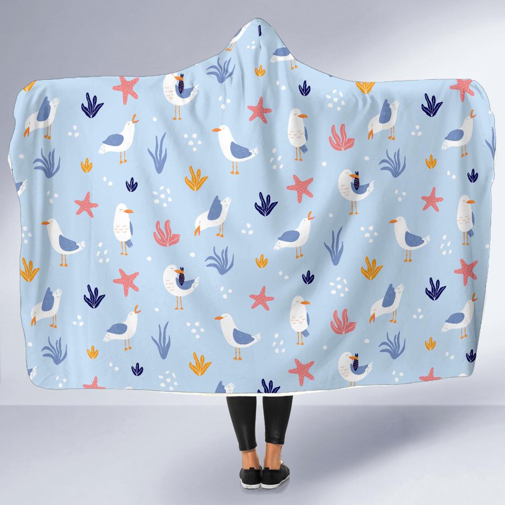 Seagull Print Pattern Hooded Blanket Cloak Blanket seagull print pattern hooded blanket cloak blanket 8020