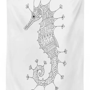 seahorse heraldic art 3d printed tablecloth table decor 6998