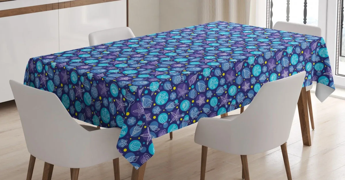 seashells and corals 3d printed tablecloth table decor 3681