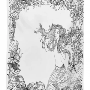 seashells mermaid myth 3d printed tablecloth table decor 8480