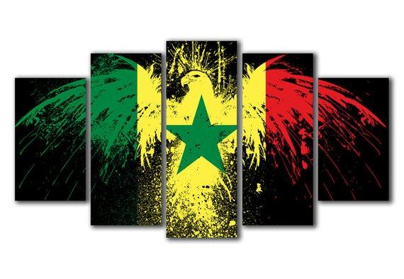 Senegal Flag Eagle - Abstract 5 Panel Canvas Art Wall Decor senegal flag eagle abstract 5 panel canvas art wall decor 4466