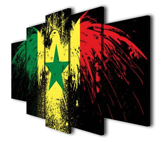 Senegal Flag Eagle - Abstract 5 Panel Canvas Art Wall Decor senegal flag eagle abstract 5 panel canvas art wall decor 5040