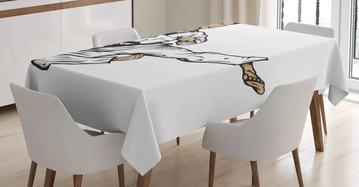 senpai with black belt kick 3d printed tablecloth table decor 4531