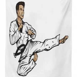senpai with black belt kick 3d printed tablecloth table decor 5443