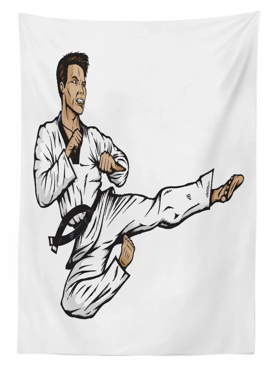 senpai with black belt kick 3d printed tablecloth table decor 5443