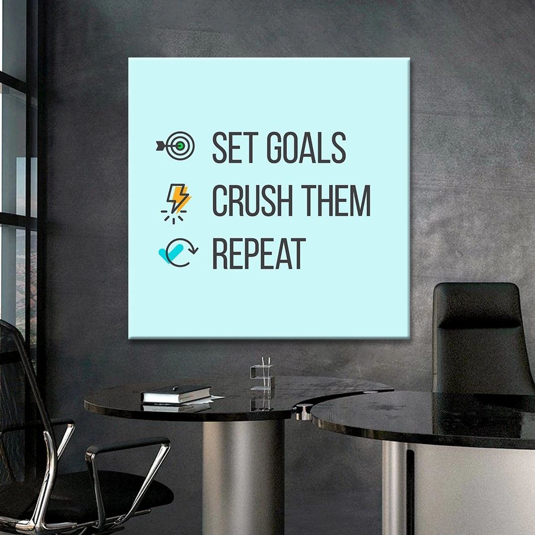 set goals crush them repeat motivational positive canvas print wall art decor 8791