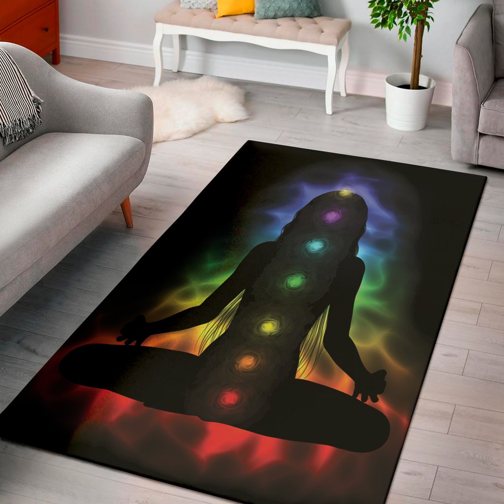 seven chakras aura print area rug floor decor 3700