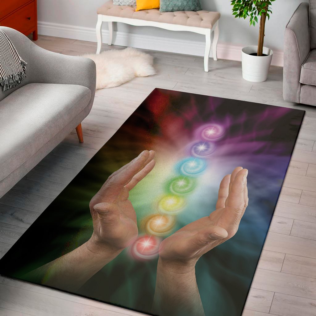 seven chakras energy print area rug floor decor 3368