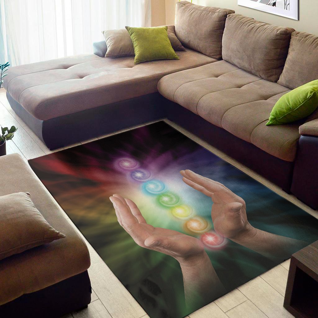 seven chakras energy print area rug floor decor 4717