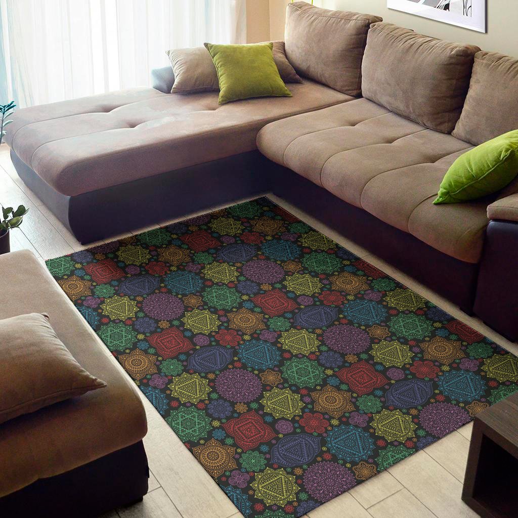 seven chakras flowers pattern print area rug floor decor 2230