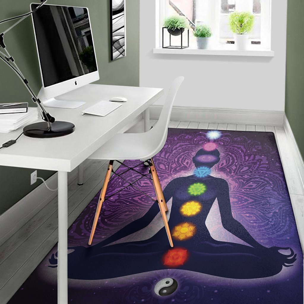 seven chakras mandala print area rug floor decor 6916