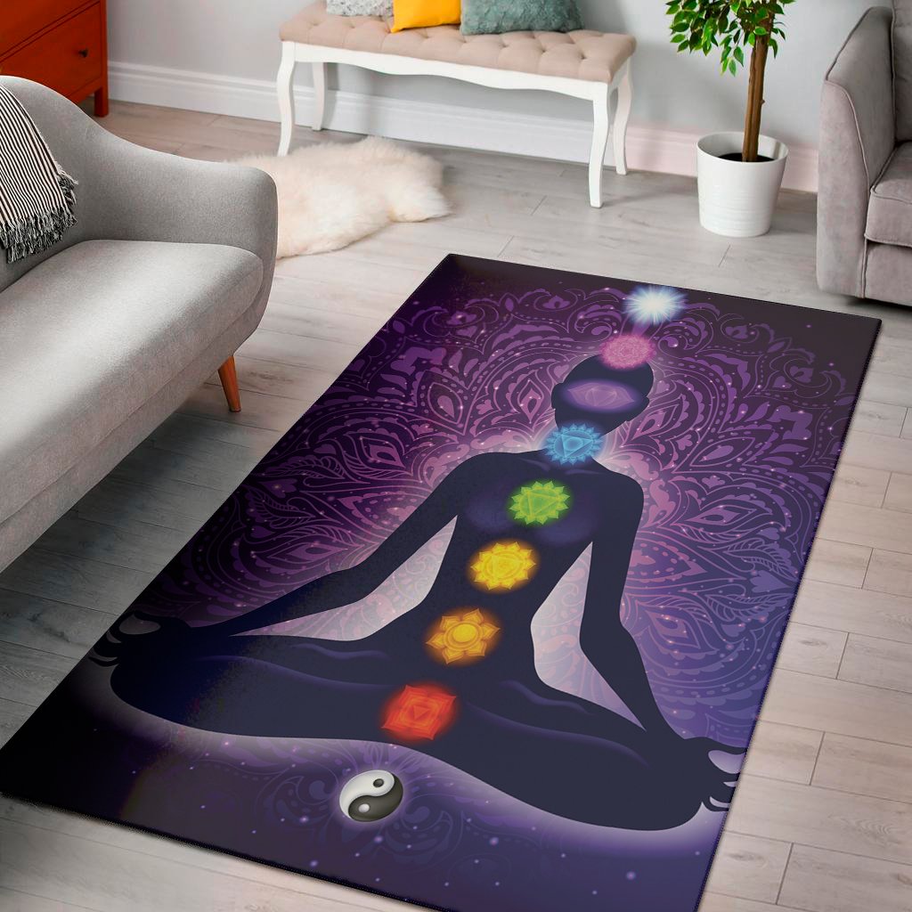 seven chakras mandala print area rug floor decor 8984