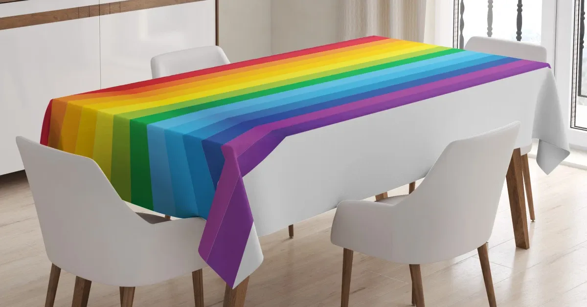 shade of rainbow colors line 3d printed tablecloth table decor 4736