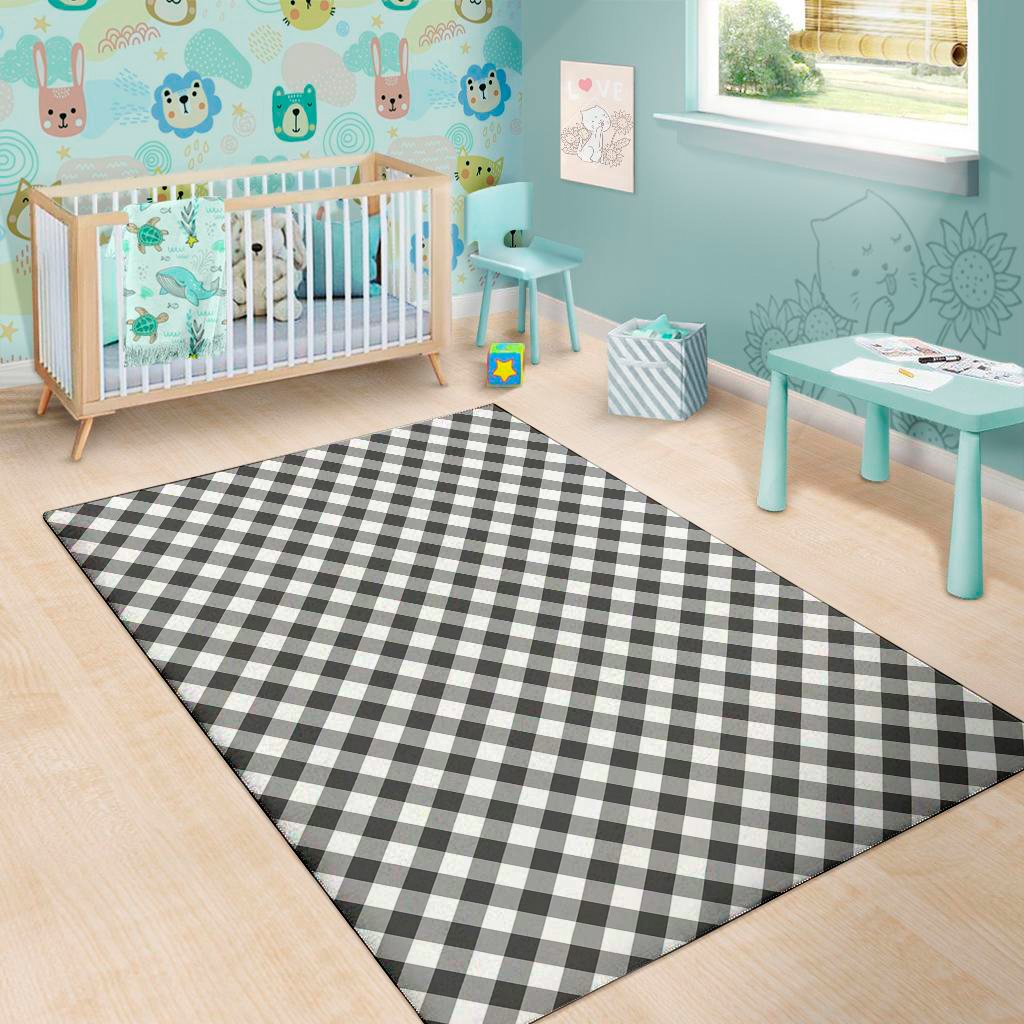 shadow grey and white gingham print area rug floor decor 7441