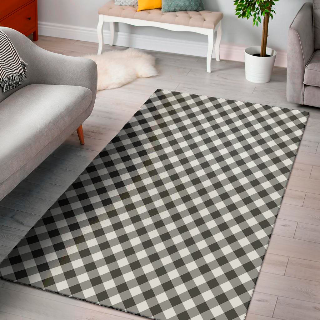 shadow grey and white gingham print area rug floor decor 8844