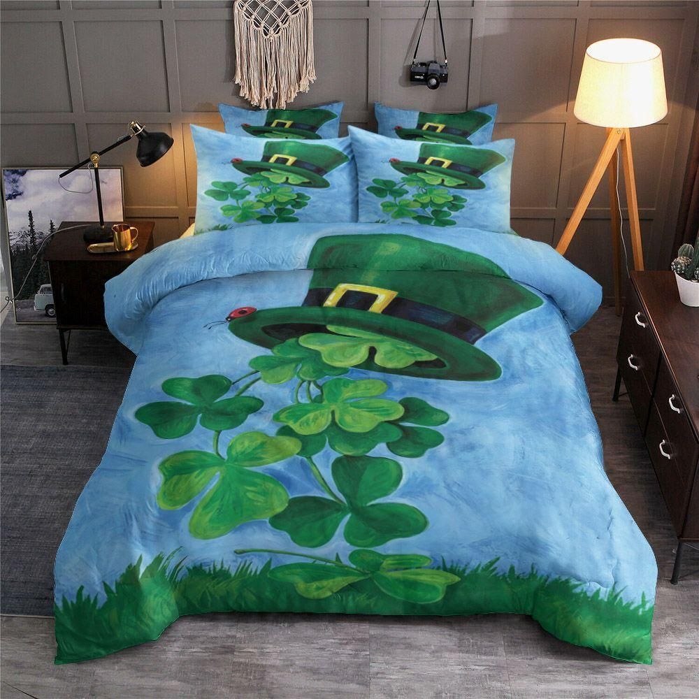 shake and ladybug top hat shamrock duvet cover bedding set 7398