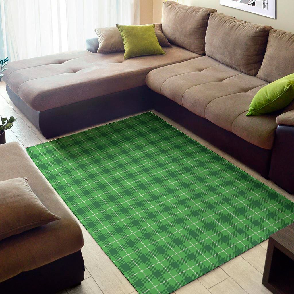 shamrock green plaid pattern print area rug floor decor 3327