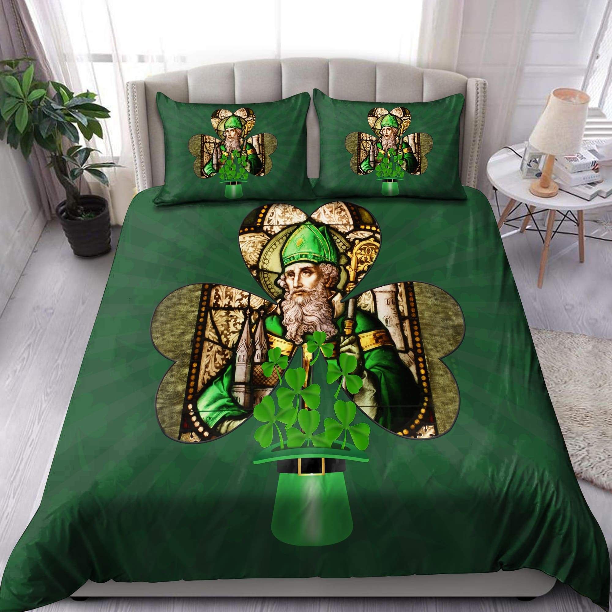 shamrock saint patricks day with top hat duvet cover bedding set 3899