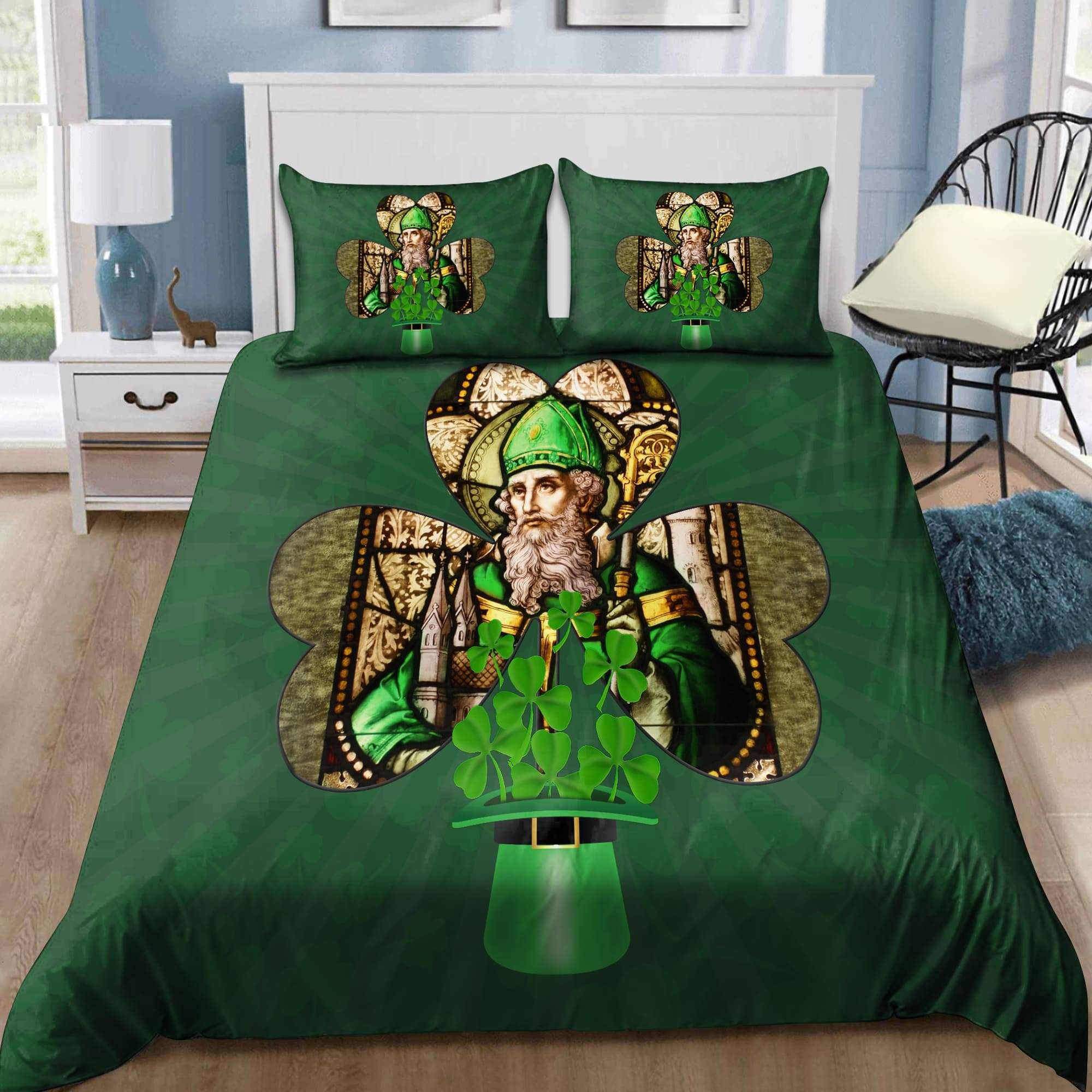shamrock saint patricks day with top hat duvet cover bedding set 8118