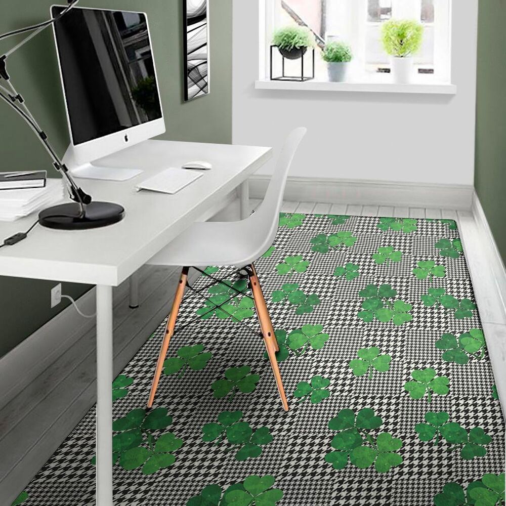 Shamrocks Houndstooth Pattern Print Area Rug Floor Decor shamrocks houndstooth pattern print area rug floor decor 3892