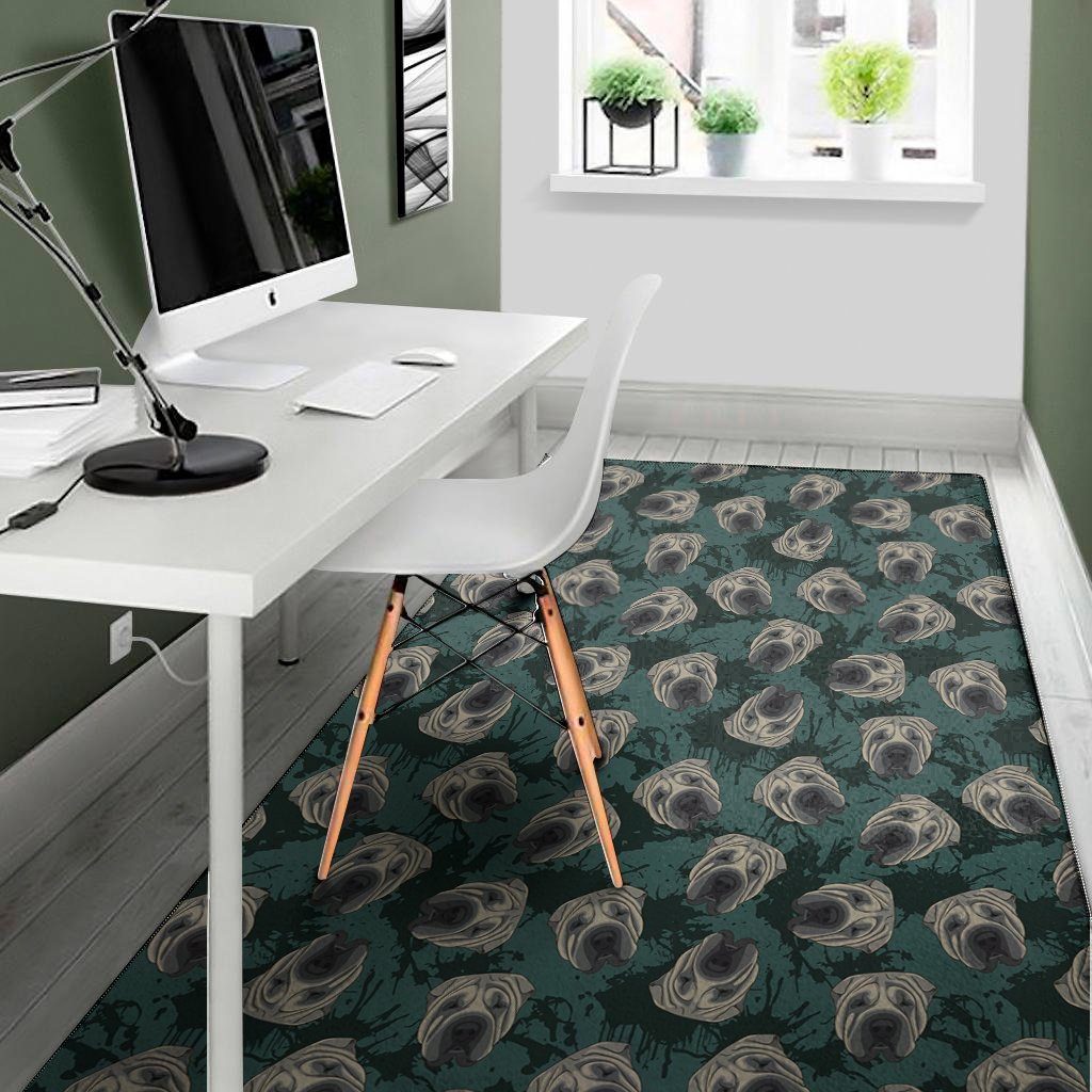 shar pei face pattern print area rug floor decor 6504