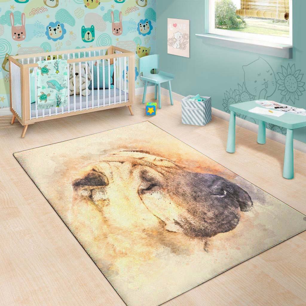 shar pei portrait print area rug floor decor 1549