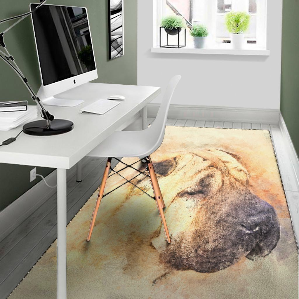 shar pei portrait print area rug floor decor 4098