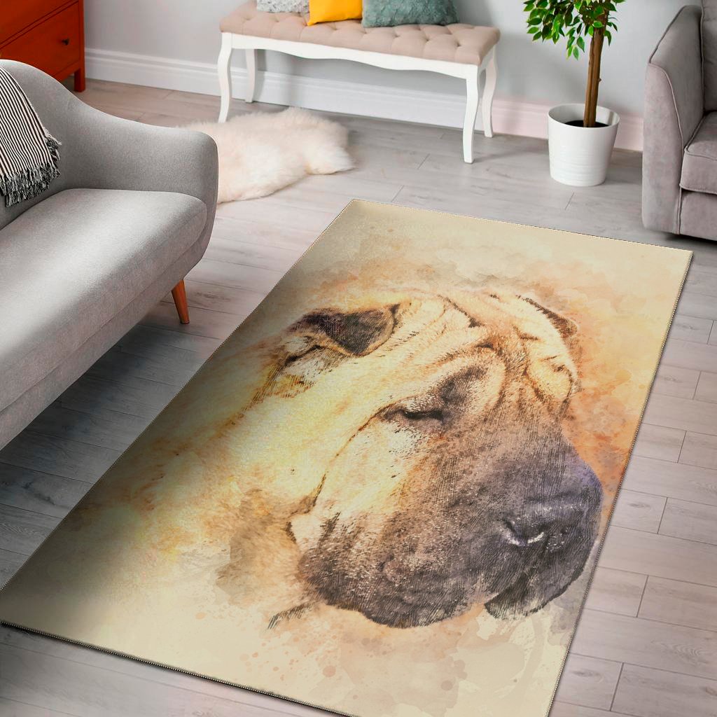 shar pei portrait print area rug floor decor 5318
