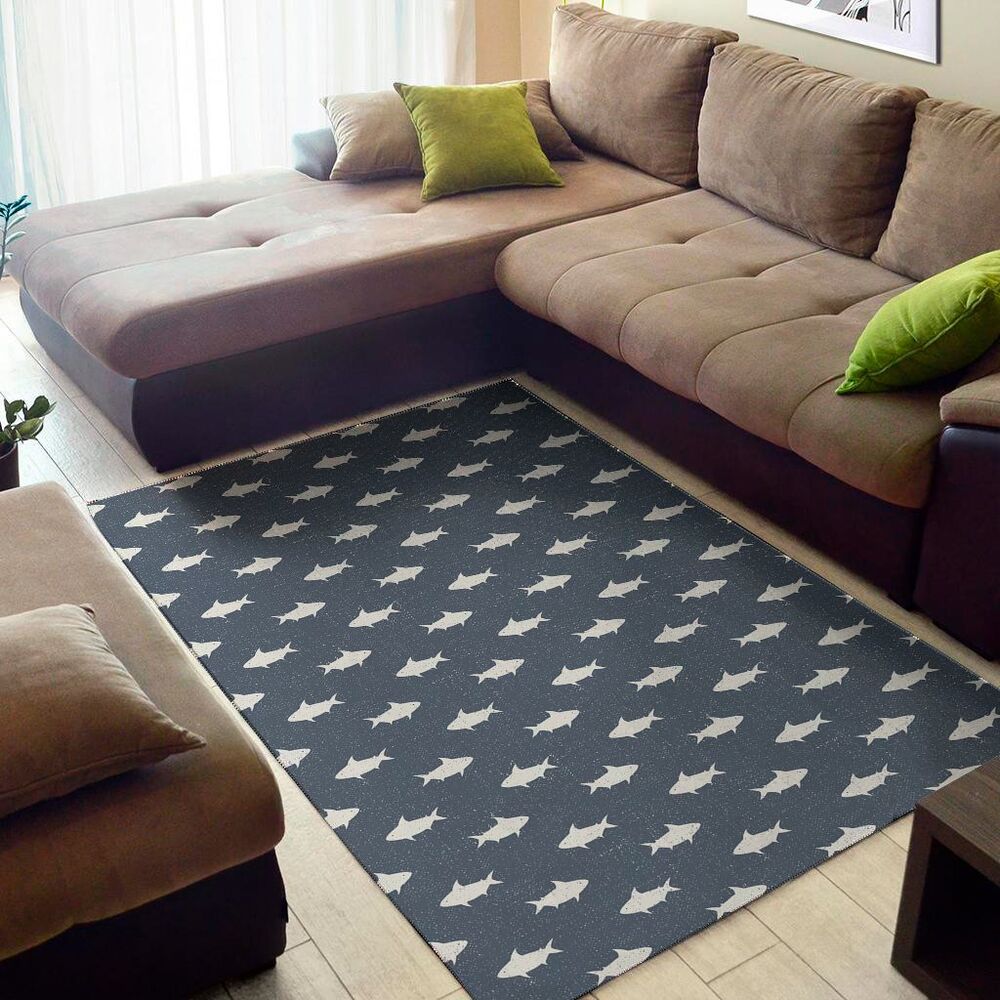 shark fish pattern print area rug floor decor 4609