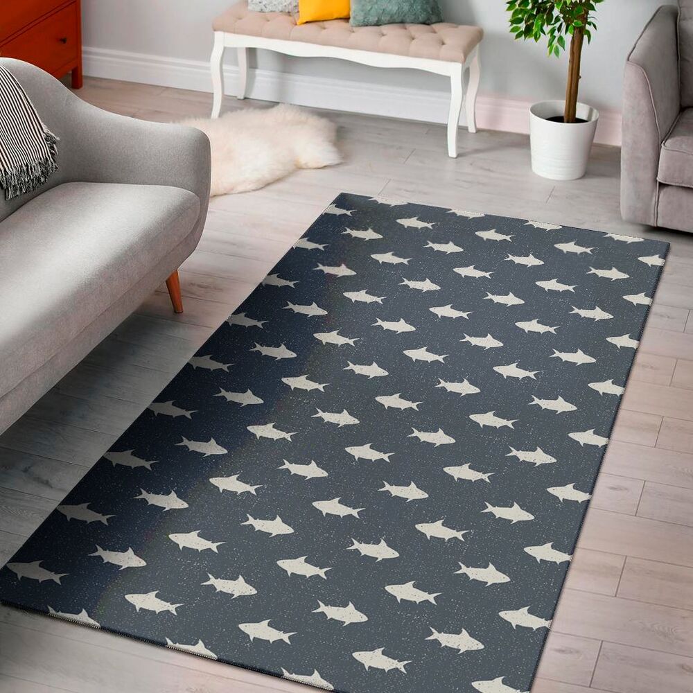 shark fish pattern print area rug floor decor 6523