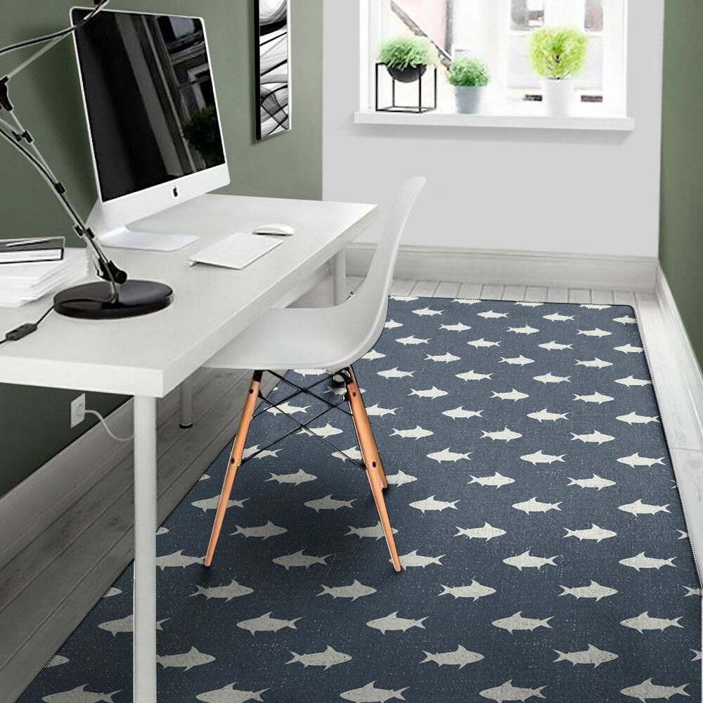 shark fish pattern print area rug floor decor 8164