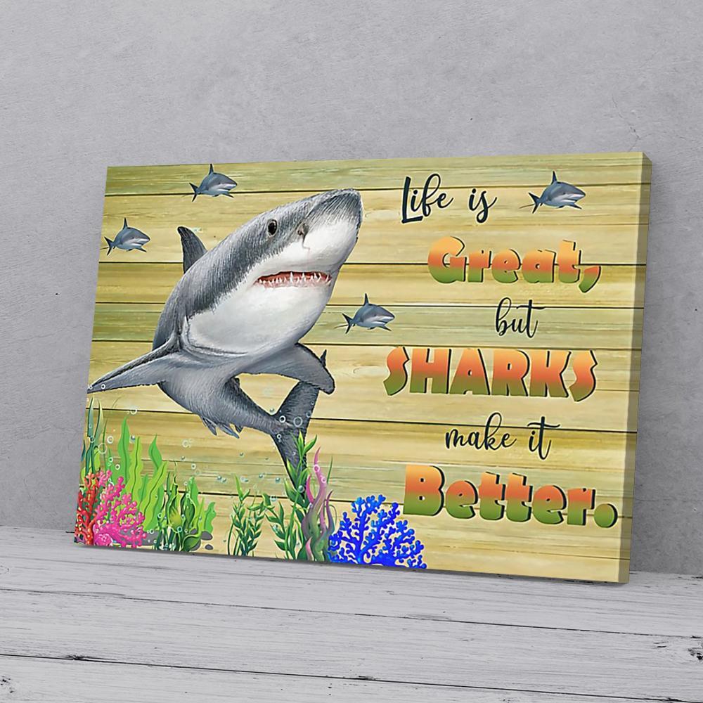 shark horizontal canvas prints wall art decor 6267