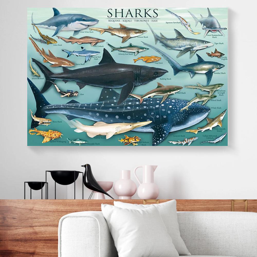 sharks canvas prints wall art decor 2914