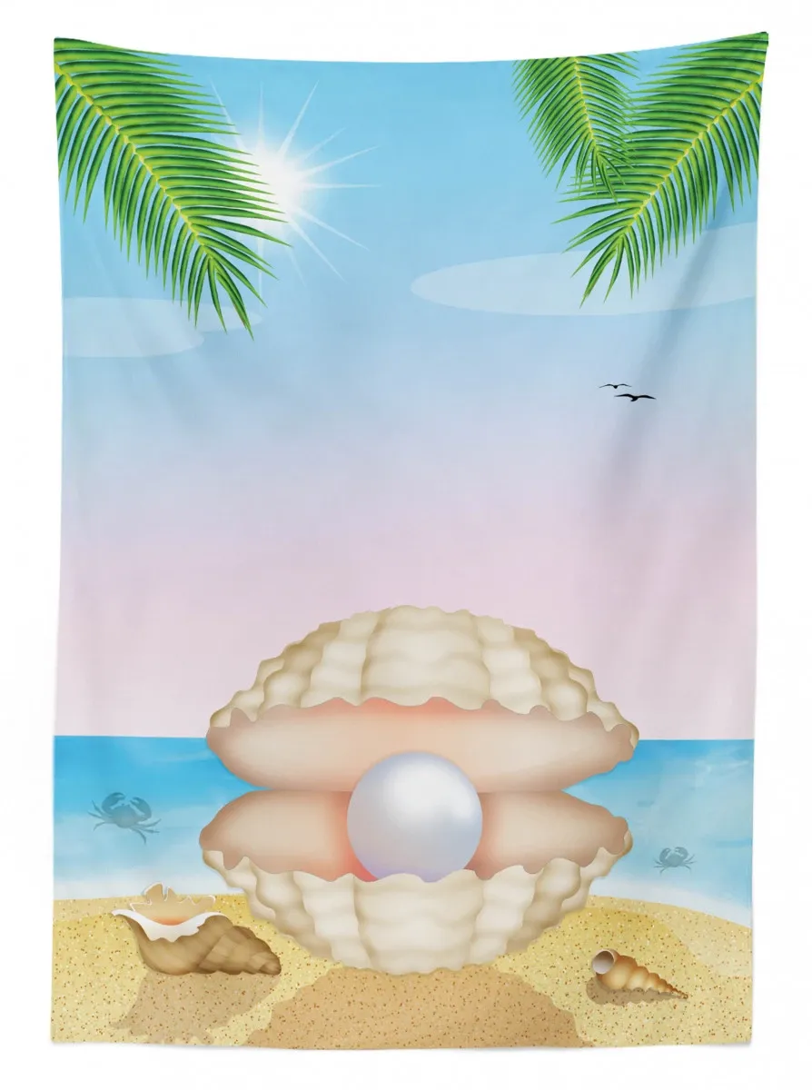 shell on sandy beach 3d printed tablecloth table decor 5136