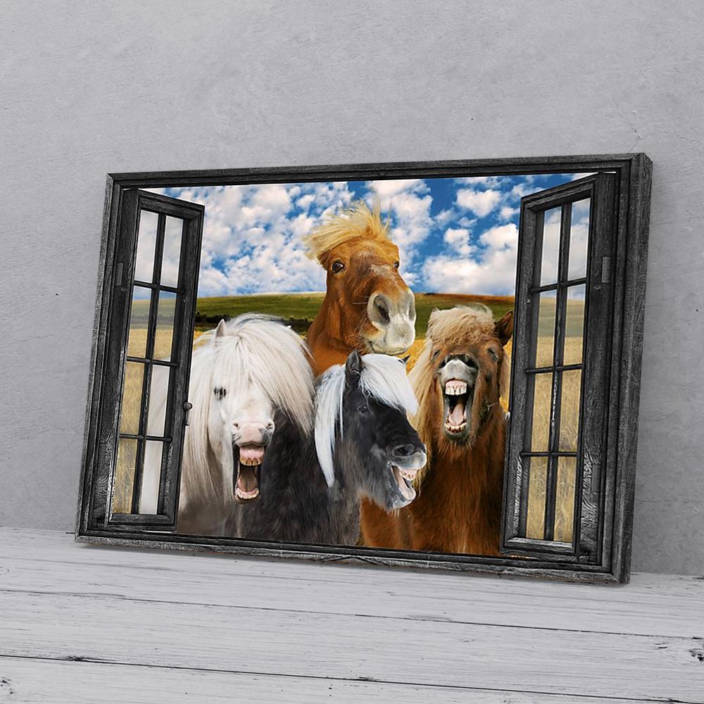 shetland pony window view canvas prints wall art decor 4088