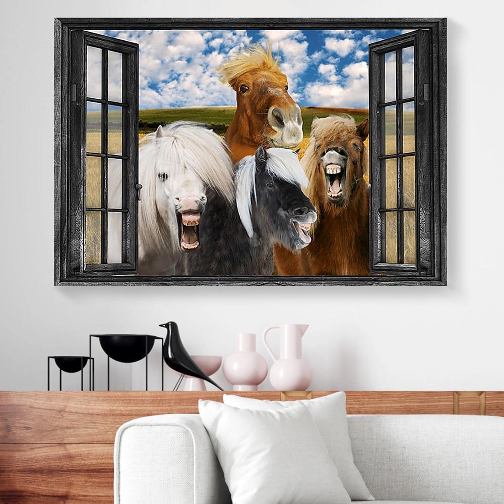 shetland pony window view canvas prints wall art decor 7812