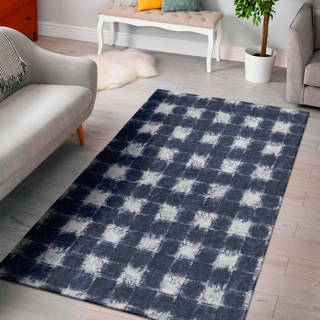 Shibori Grid Pattern Print Area Rug Floor Decor shibori grid pattern print area rug floor decor 3215