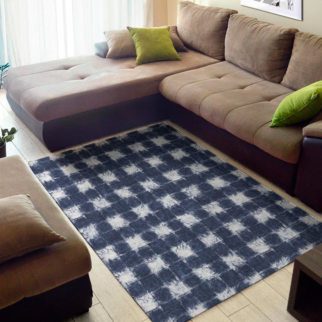 Shibori Grid Pattern Print Area Rug Floor Decor shibori grid pattern print area rug floor decor 8951