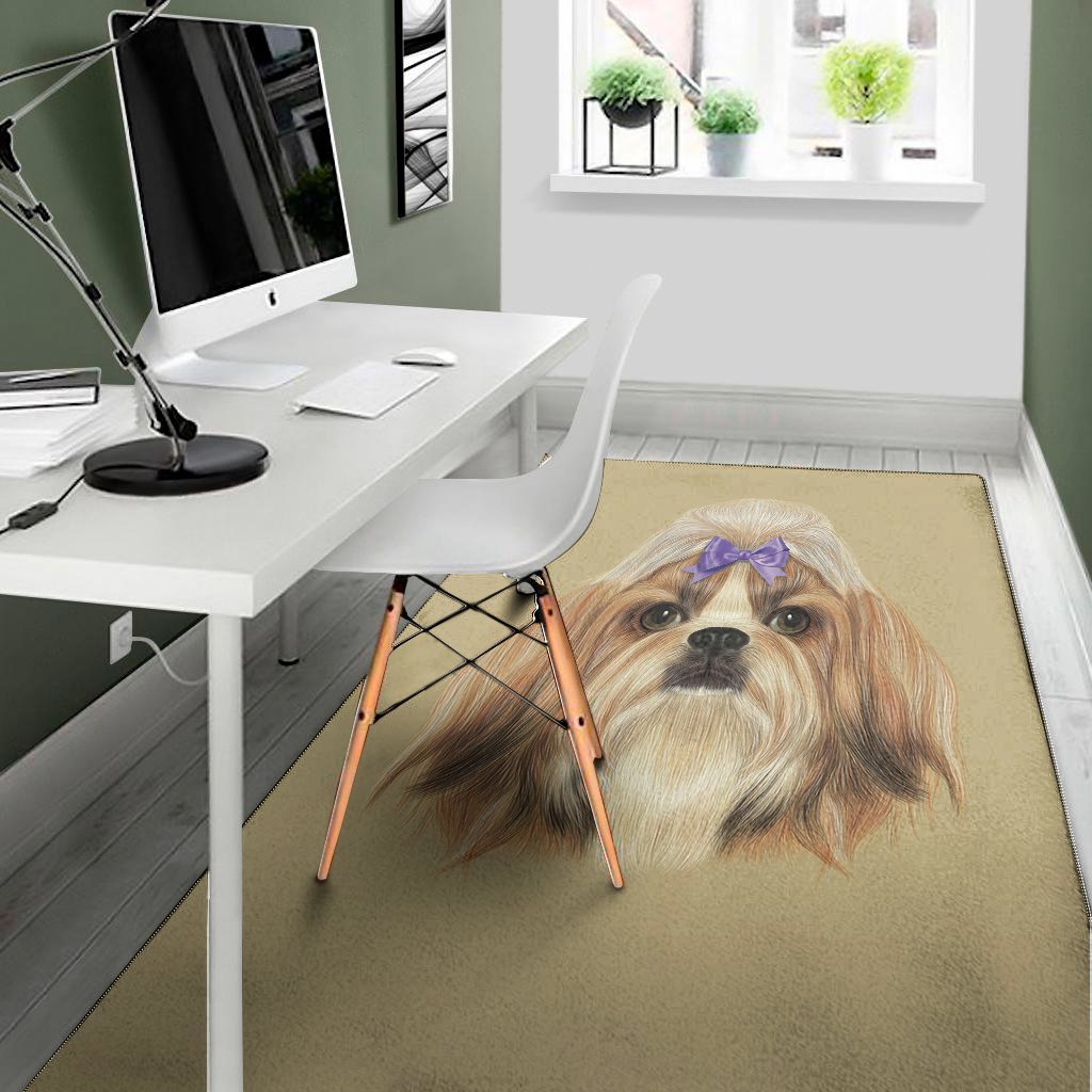 shih tzu portrait print area rug floor decor 4042