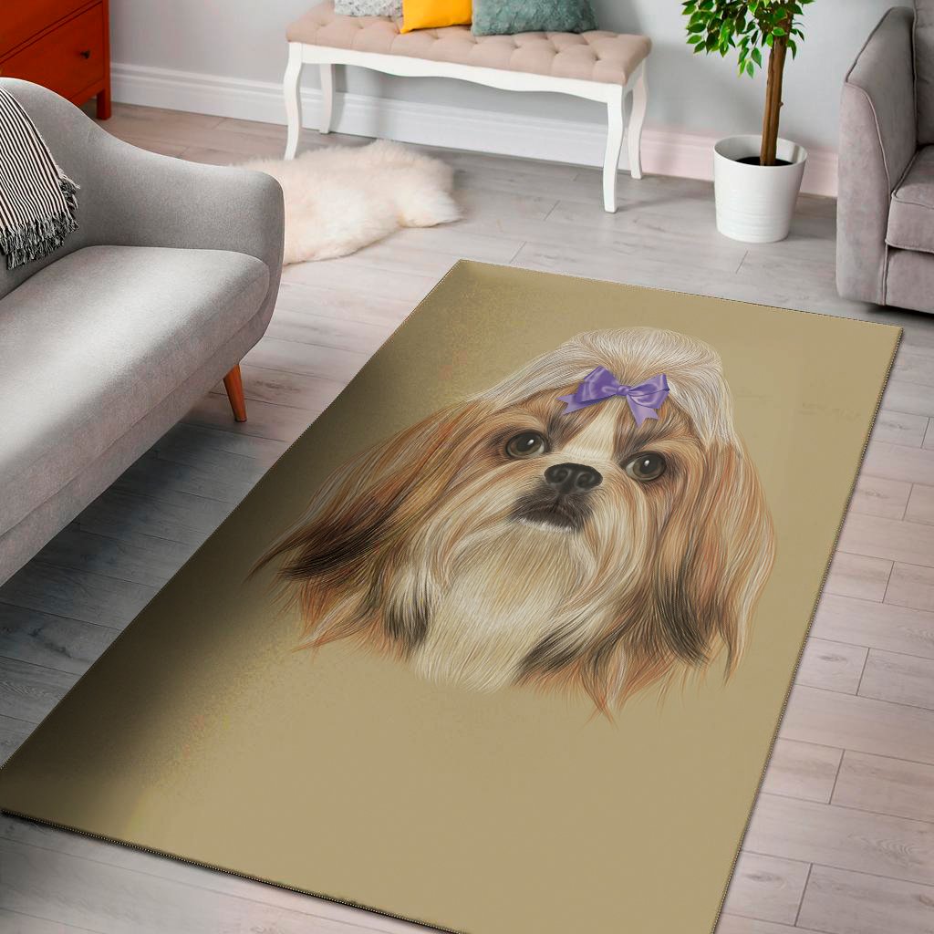 shih tzu portrait print area rug floor decor 4557