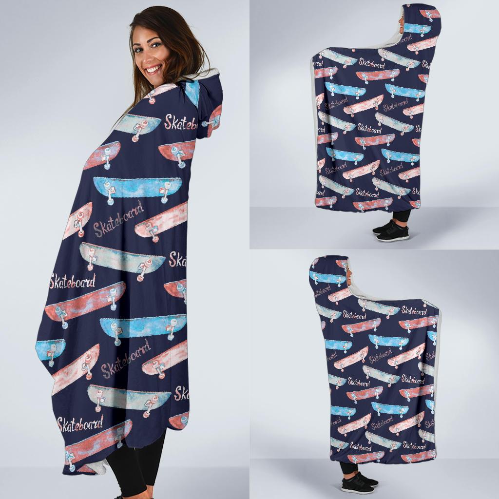 Skateboard Print Pattern Hooded Blanket Cloak Blanket skateboard print pattern hooded blanket cloak blanket 2459