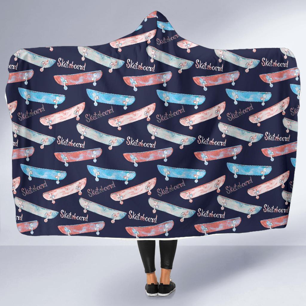 Skateboard Print Pattern Hooded Blanket Cloak Blanket skateboard print pattern hooded blanket cloak blanket 5386