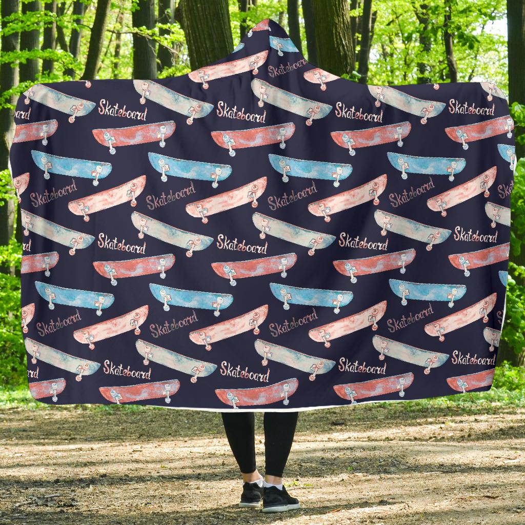 Skateboard Print Pattern Hooded Blanket Cloak Blanket skateboard print pattern hooded blanket cloak blanket 6386