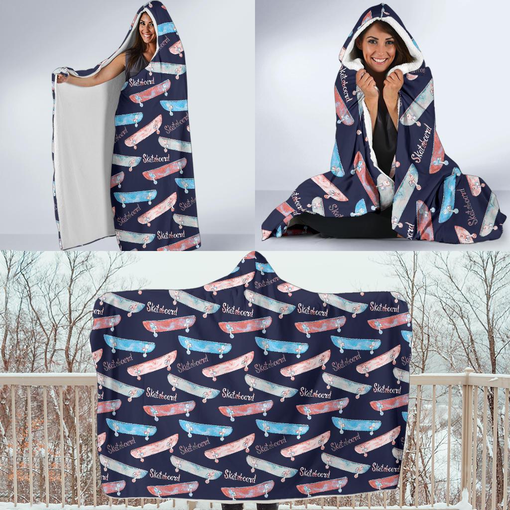 Skateboard Print Pattern Hooded Blanket Cloak Blanket skateboard print pattern hooded blanket cloak blanket 7340